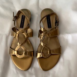 Steve Madden gold leather sandals, BNWOB, Size 10